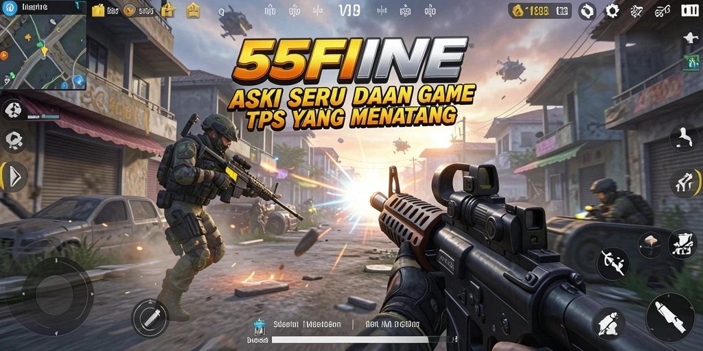 Screenshot utama gameplay TPS 55FIVE yang menampilkan aksi seru.