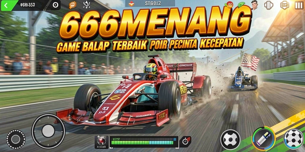 Gameplay balap seru di 666MENANG dengan berbagai mobil dan lintasan.