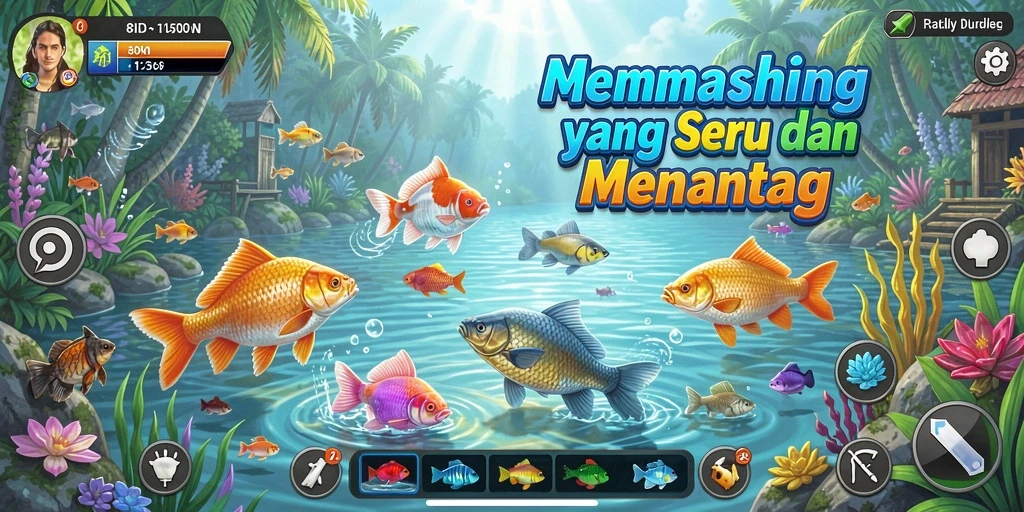 Screenshot gameplay 8ID menampilkan aksi memancing yang seru dan indah.