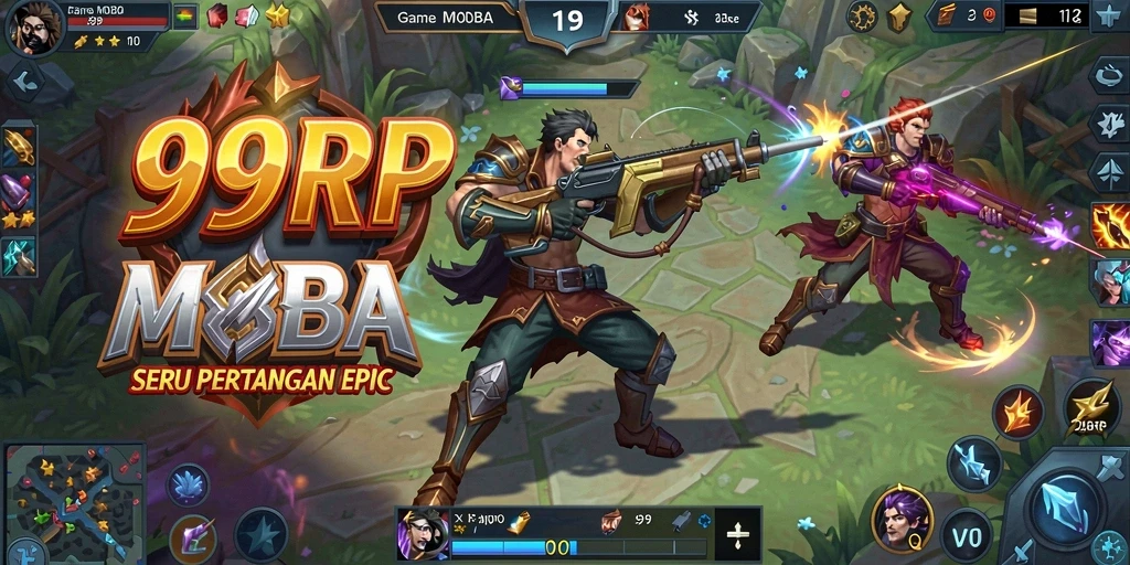 Tampilan gameplay seru dalam pertempuran MOBA 99RP.