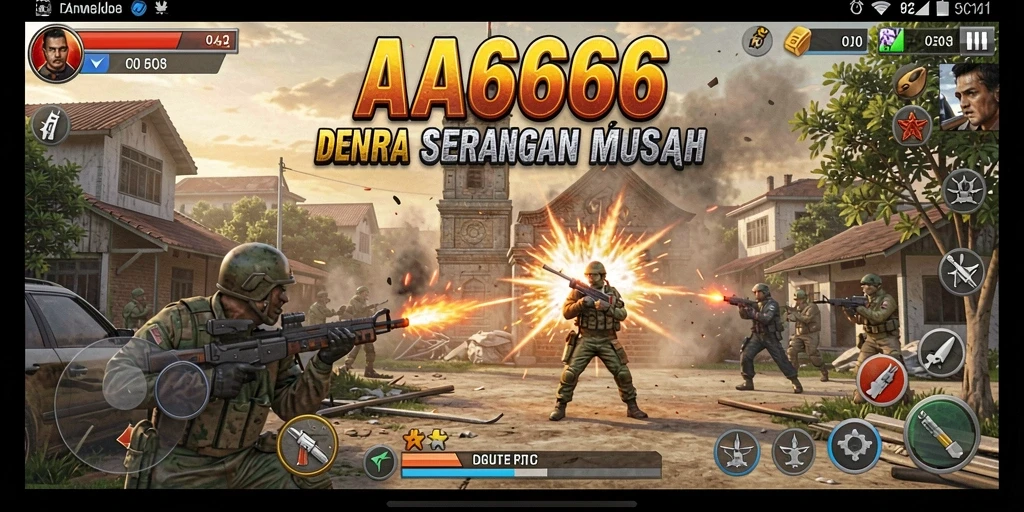 Tampilan screenshot dari gameplay seru Tower Defense AA666.