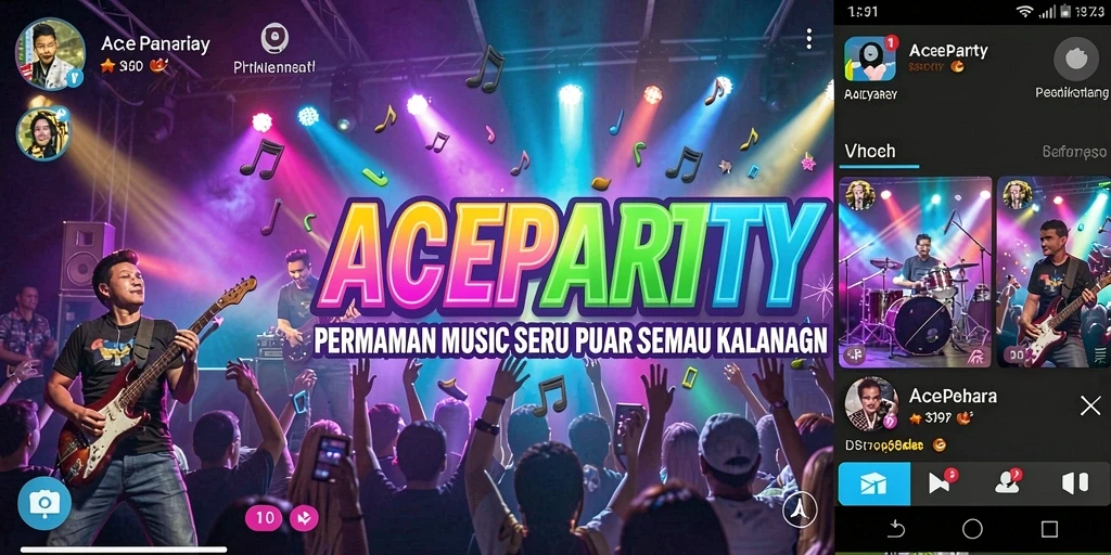 Tampilan gameplay menampilkan keseruan permainan musik ACEPARTY.