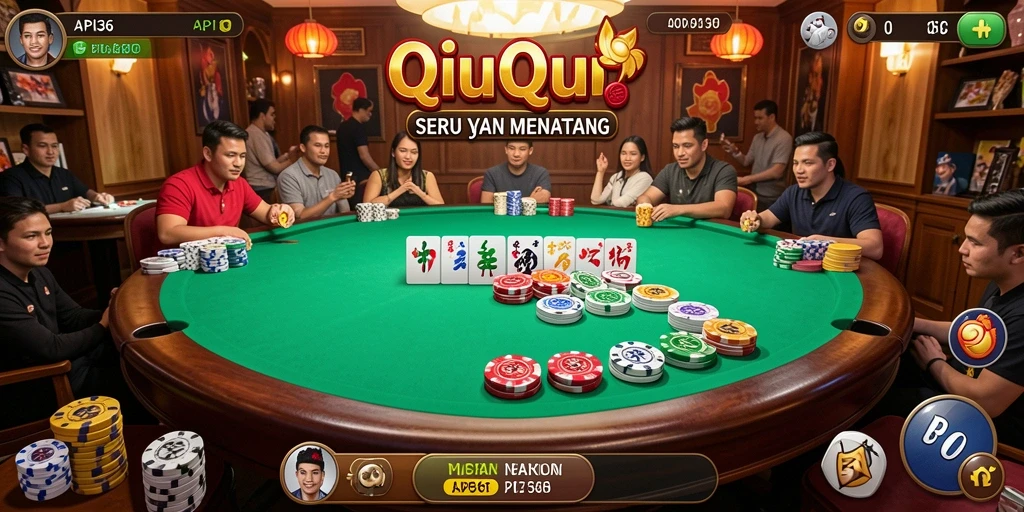 Screenshot menunjukkan gameplay QiuQiu yang seru dan interaktif.