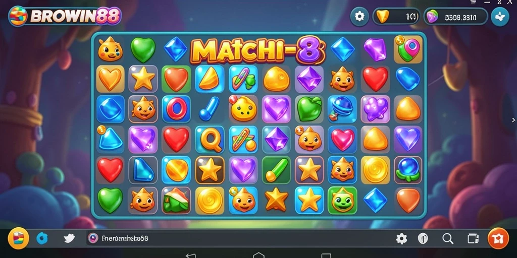 Gameplay seru BROWIN88 dengan tantangan Match-3 yang menarik.