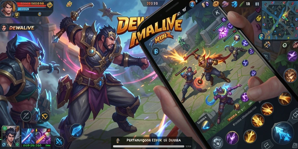 Tampilan gameplay MOBA yang seru dan intens di DEWALIVE.