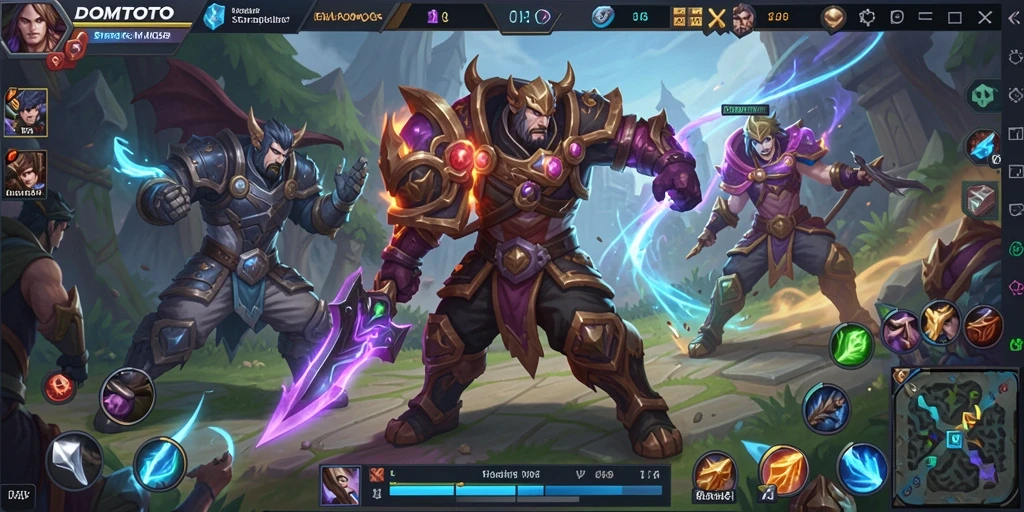 Tangkapan layar gameplay seru di DOMTOTO dengan aksi MOBA yang intens.