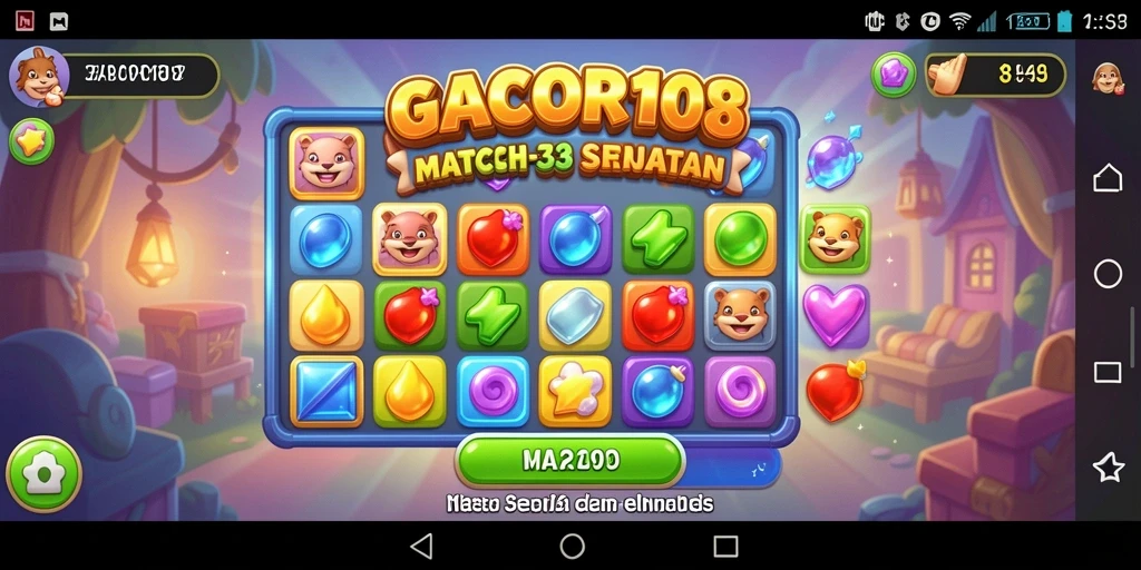 Tampilan gameplay seru GACOR108 dengan pencocokan warna.