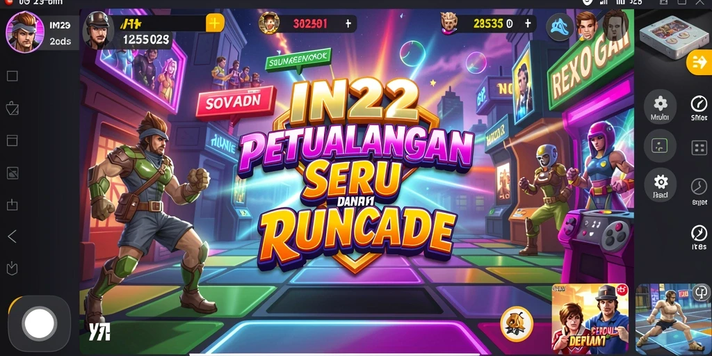 Screenshot gameplay IN22 dengan aksi seru dalam arena arcade.