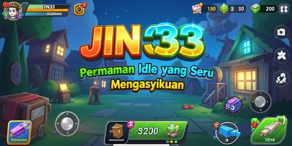 Tangkapan layar menunjukkan karakter dalam JIN33 saat mengumpulkan sumber daya dengan gaya permainan Idle.