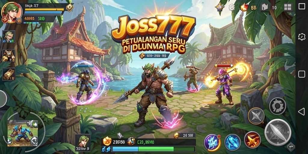 Tampilan gameplay epik dari JOSS777 dengan karakter yang beraksi.