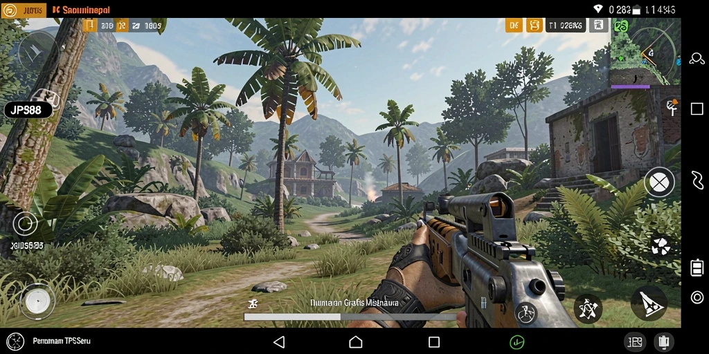 Screenshot utama JPS88 menunjukkan aksi pertempuran yang intens.