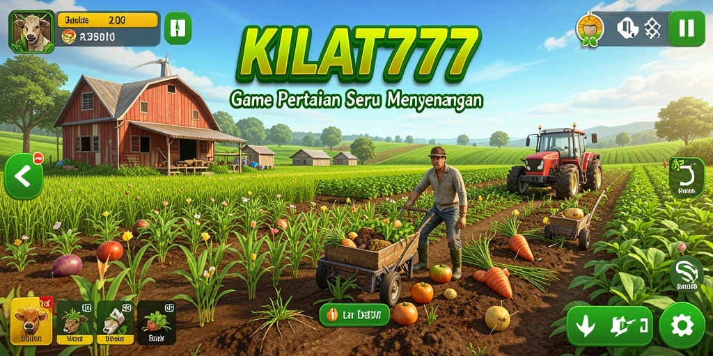 Tampilan gameplay seru di KILAT777 dengan lahan pertanian yang luas.