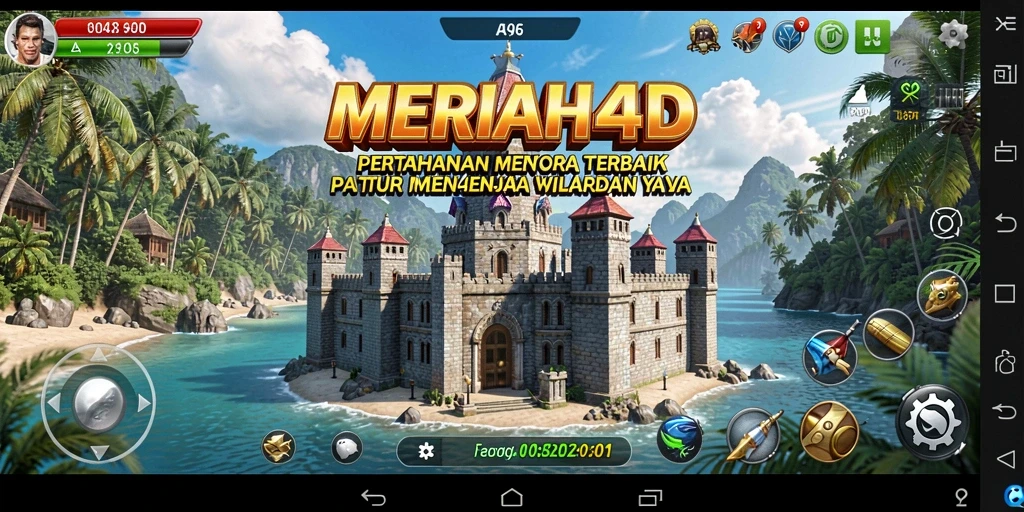 Tampilan gameplay menarik dari MERIAH4D dengan strategi pertahanan menara.