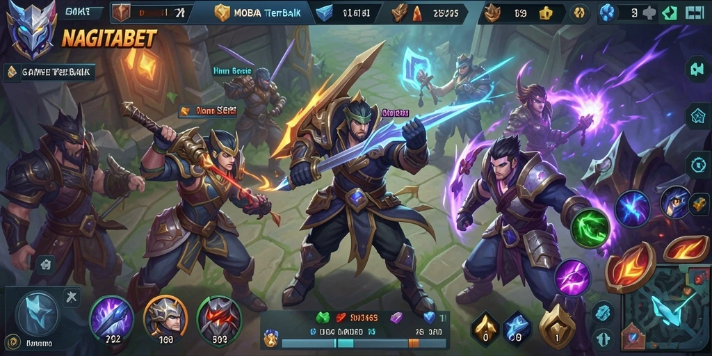 Gameplay seru NAGITABET dengan aksi MOBA intens.