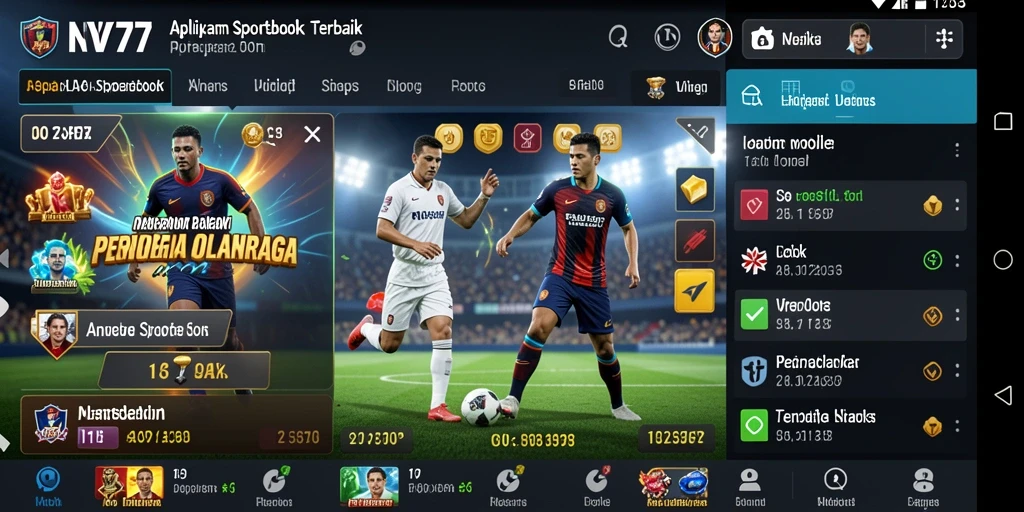 Screenshot gameplay NV77 menampilkan taruhan langsung pada pertandingan olahraga.