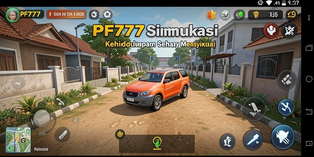 Tangkapan layar utama PF777 menampilkan gameplay simulasi kehidupan yang mengasyikkan.