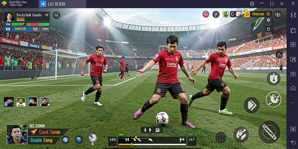 Tangkapan layar utama SE328 menampilkan aksi dinamis dalam permainan sepak bola.