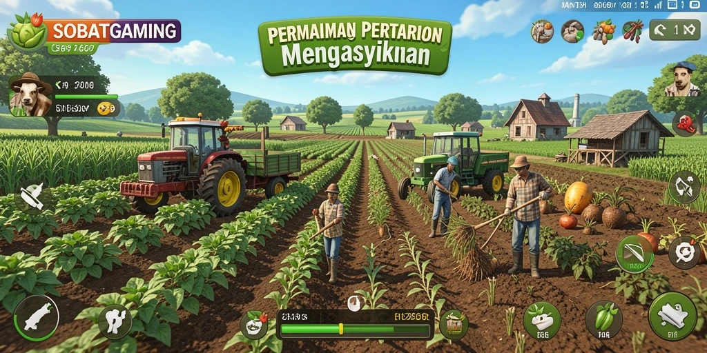 Gameplay SOBATGAMING yang menyenangkan dengan aktivitas pertanian.