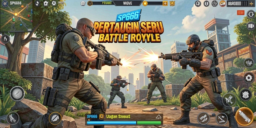 Tampilan menarik dari gameplay Battle Royale SP666 dengan aksi intens.
