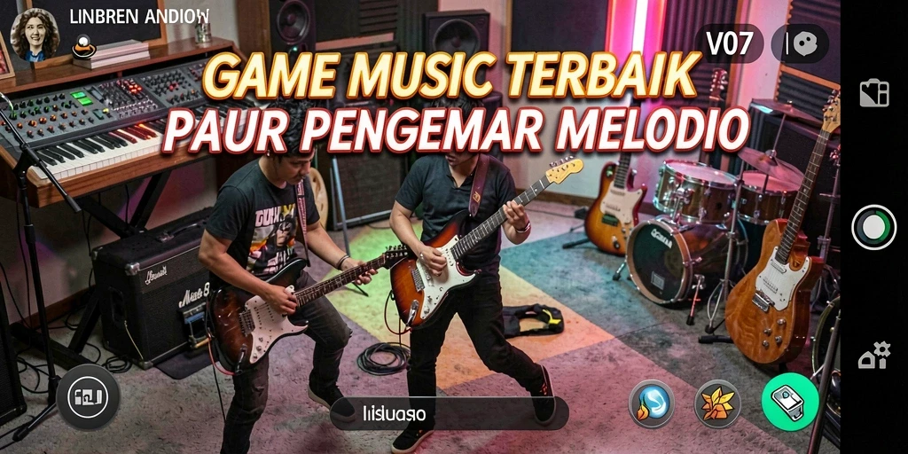 Tampilan gameplay V07 dengan berbagai instrumen musik yang interaktif.