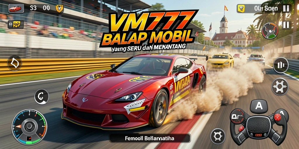 Gameplay VM777 yang penuh aksi di lintasan balap.