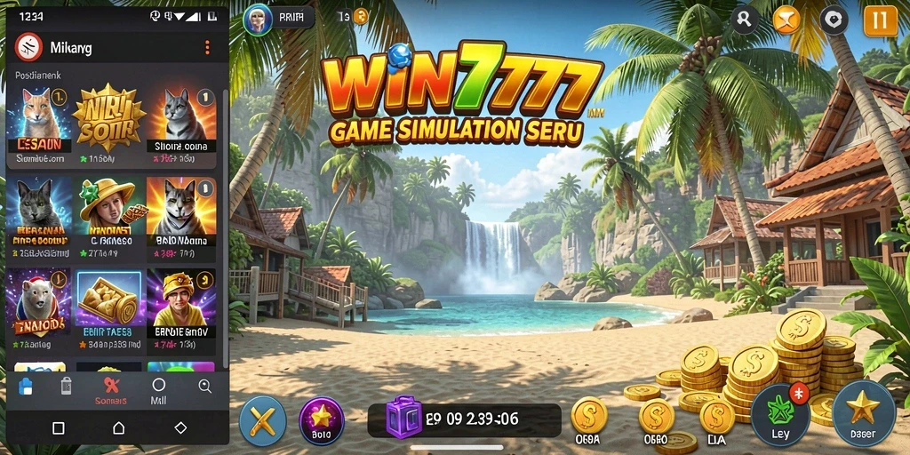 Tangkapan layar utama WIN777 menampilkan gameplay Simulation yang mendebarkan.